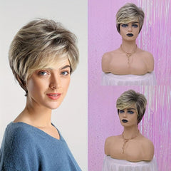 Short Layered Pixie Cut Wig 20-32cm Straight Hair Synthetic Hair Replacement