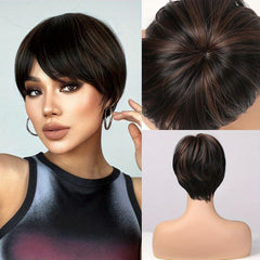 20-32 cm Pixie Cut Short Straight Hair Wigs With Bangs