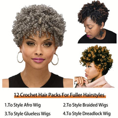 3 Pack 10 Inch Jumpy Wand Curl Crochet Hair Extensions for Women