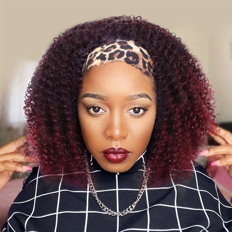 Kinky Curly Headband Wigs 35-56 cm Synthetic Half Wig with Headband Attached