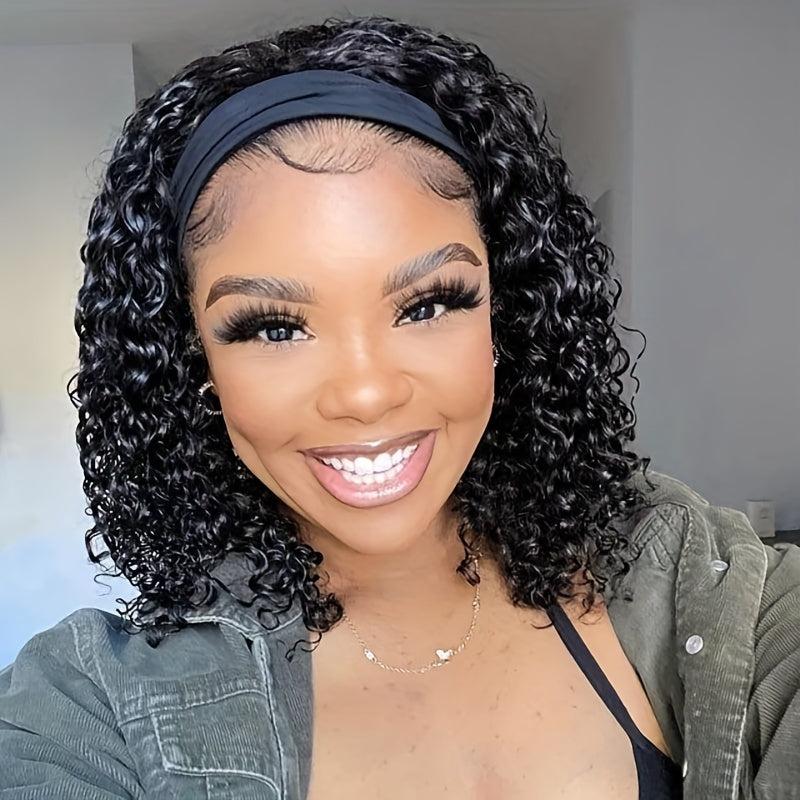 Kinky Curly Headband Wigs 35-56 cm Synthetic Half Wig with Headband Attached