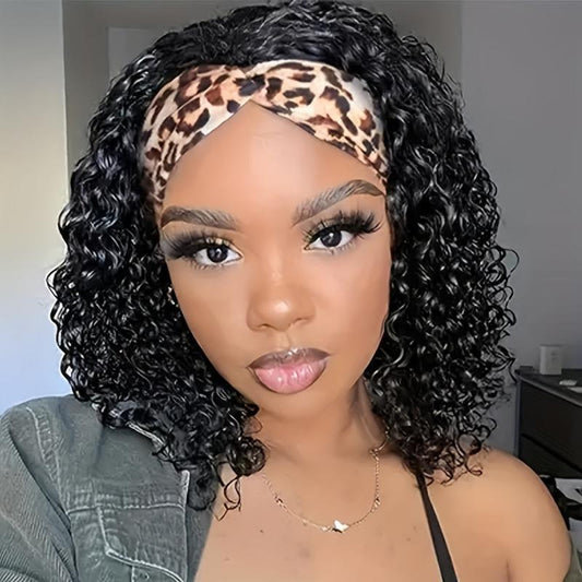 Kinky Curly Headband Wigs 35-56 cm Synthetic Half Wig with Headband Attached