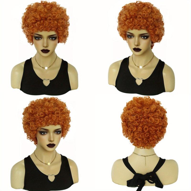 Short Orange Spiral Curly Women's Ice Spice Cosplay Wig & Wig Cap
