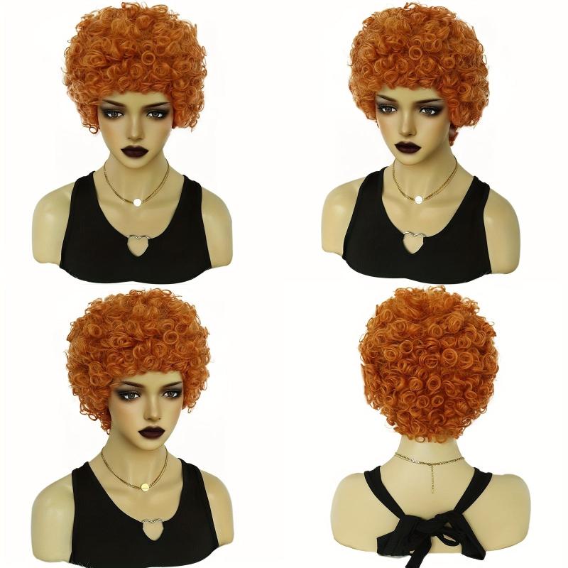 Short Orange Spiral Curly Women's Ice Spice Cosplay Wig & Wig Cap