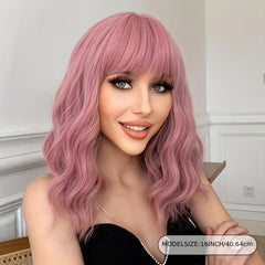 Long Curly Bob Cut Synthetic Wig With Bangs for Women