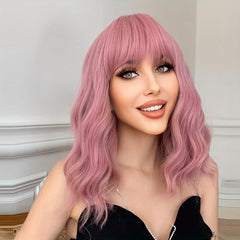Long Curly Bob Cut Synthetic Wig With Bangs for Women