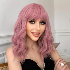 Long Curly Bob Cut Synthetic Wig With Bangs for Women