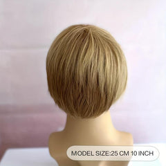 Yellow Gold Synthetic Wig with Bangs for Men