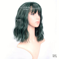 Pink 30 48 Cm Shoulder Length Hair Wig with Air Bangs for Women