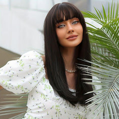 Long Straight Wigs With Bangs 50 8 Cm Soft Synthetic Wigs For Women