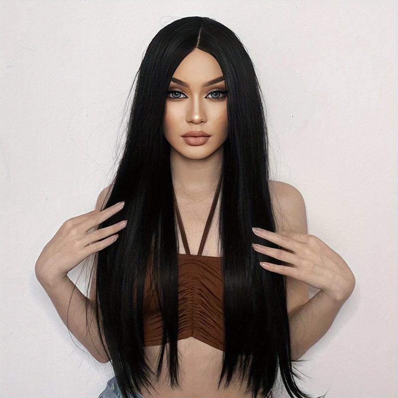 Long Straight Wigs With Bangs 50 8 Cm Soft Synthetic Wigs For Women