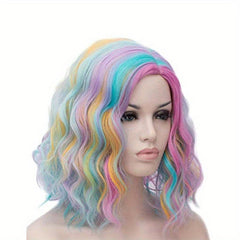 Curly Bob Cut Wigs With Bangs Synthetic Heat Resistant Fiber for Party Halloween