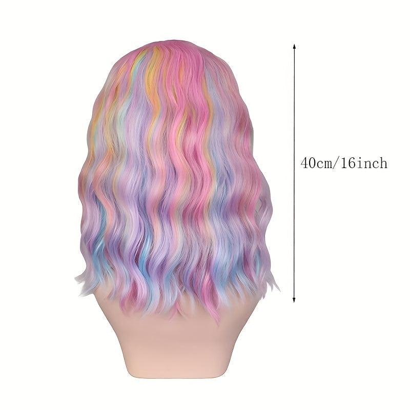 Curly Bob Cut Wigs With Bangs Synthetic Heat Resistant Fiber for Party Halloween