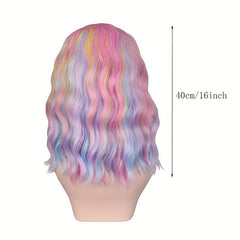 Curly Bob Cut Wigs With Bangs Synthetic Heat Resistant Fiber for Party Halloween