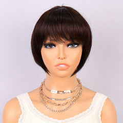 Short Pixie Cut Wigs For Women Natural Looking Short Staight Hair Wigs With Bang