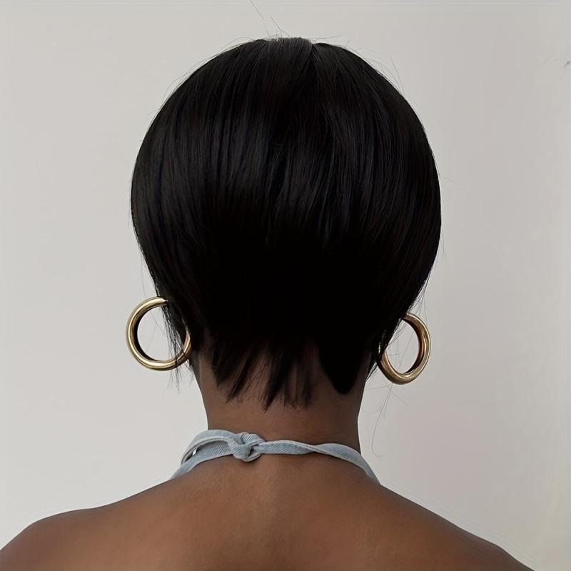 Short Pixie Cut Wigs For Women Natural Looking Short Staight Hair Wigs With Bang
