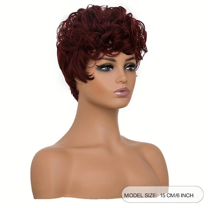 Short Curly Pixie Wigs Natural Wavy Synthetic Hair Wigs