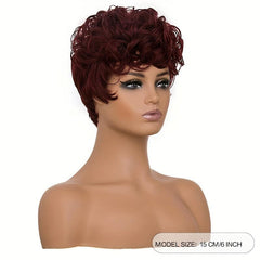 Short Curly Pixie Wigs Natural Wavy Synthetic Hair Wigs