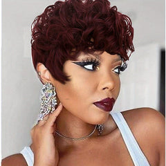 Short Curly Pixie Wigs Natural Wavy Synthetic Hair Wigs