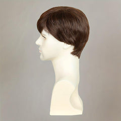 Brown Short Straight Hair Wigs For Men Full Machine Synthetic Fiber Hair Wigs