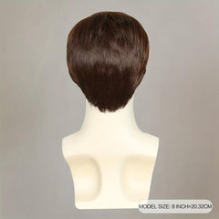 Brown Short Straight Hair Wigs For Men Full Machine Synthetic Fiber Hair Wigs