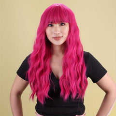 Long Body Wave Curly Synthetic Wig With Bangs For Women