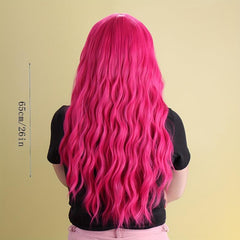 Long Body Wave Curly Synthetic Wig With Bangs For Women