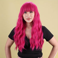 Long Body Wave Curly Synthetic Wig With Bangs For Women