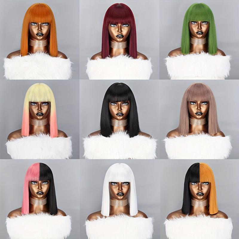 Short Straight Shoulder Length Haircut with Bangs