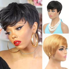 Short Bob Human Hair Wigs Pixie Cut Straight Wigs For Women