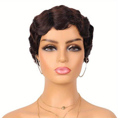 Short Finger Wave Wigs For Women Short Pixie Cut Curly Wigs Natural Looking