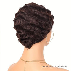 Short Finger Wave Wigs For Women Short Pixie Cut Curly Wigs Natural Looking