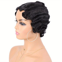 Short Finger Wave Wigs For Women Short Pixie Cut Curly Wigs Natural Looking