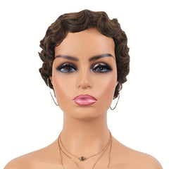 Short Finger Wave Wigs For Women Short Pixie Cut Curly Wigs Natural Looking