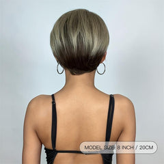 Short Straight Synthetic Fiber Pixie Cut Wig for Women