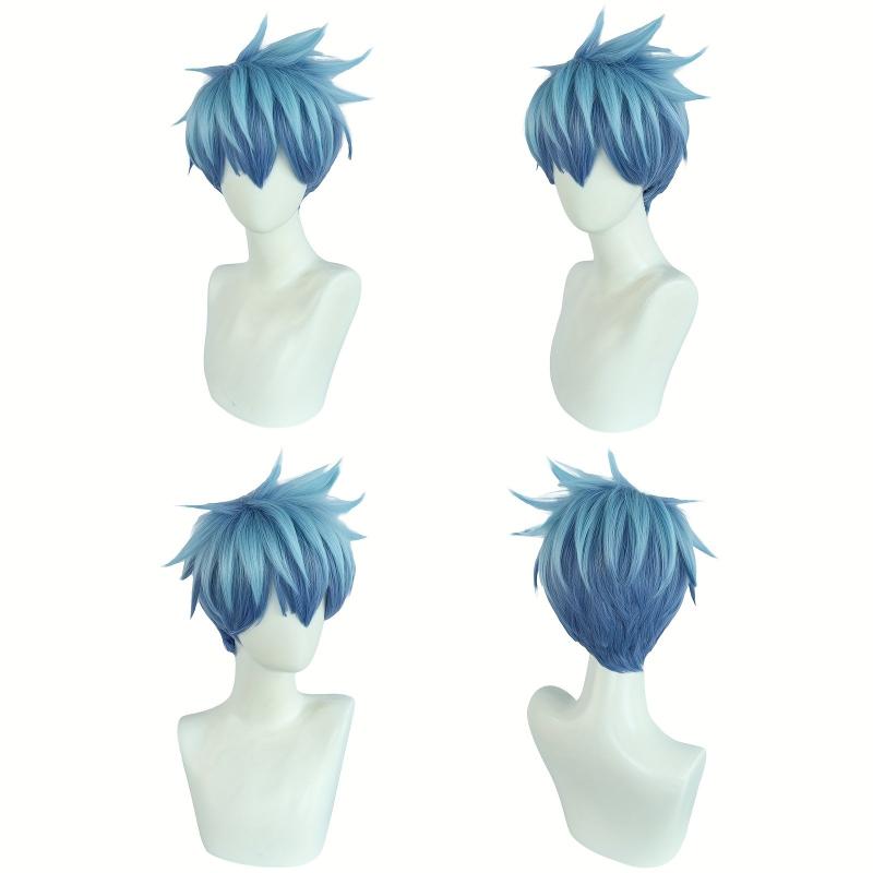 Short Straight Synthetic Fiber Cosplay Wig for Game Anime Party Use