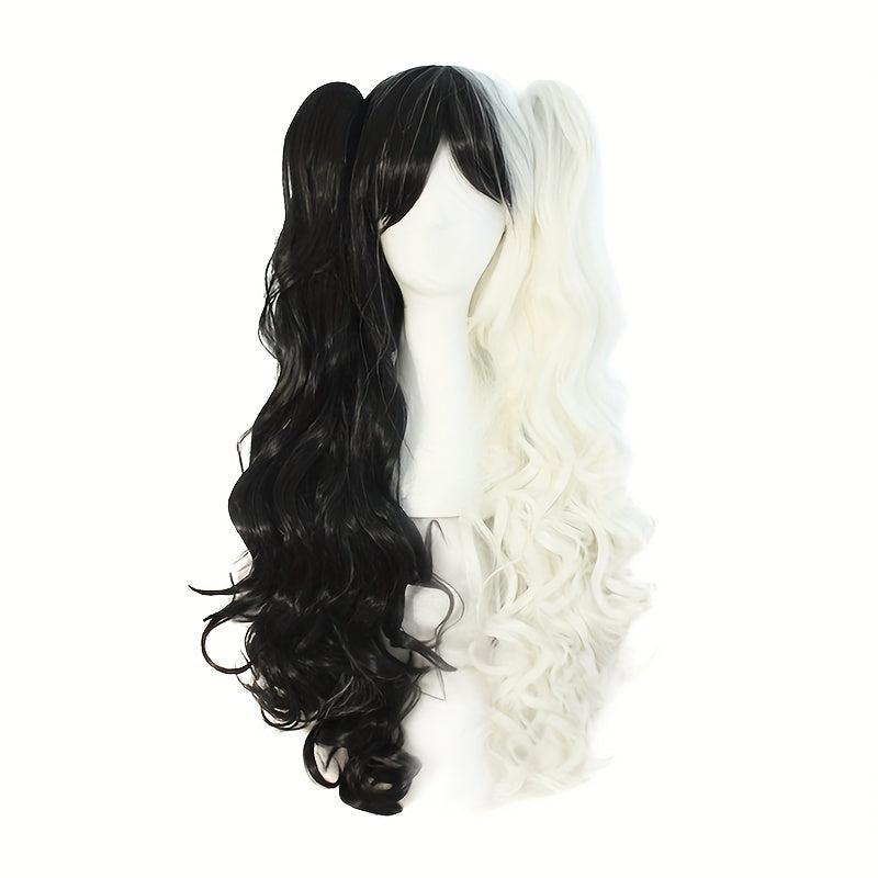 Two Tone Gemini Hair Long Curly Double Ponytail Synthetic Wig For Halloween
