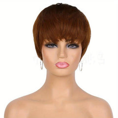 Short Wavy Pixie Cut Wig with Bangs for Women