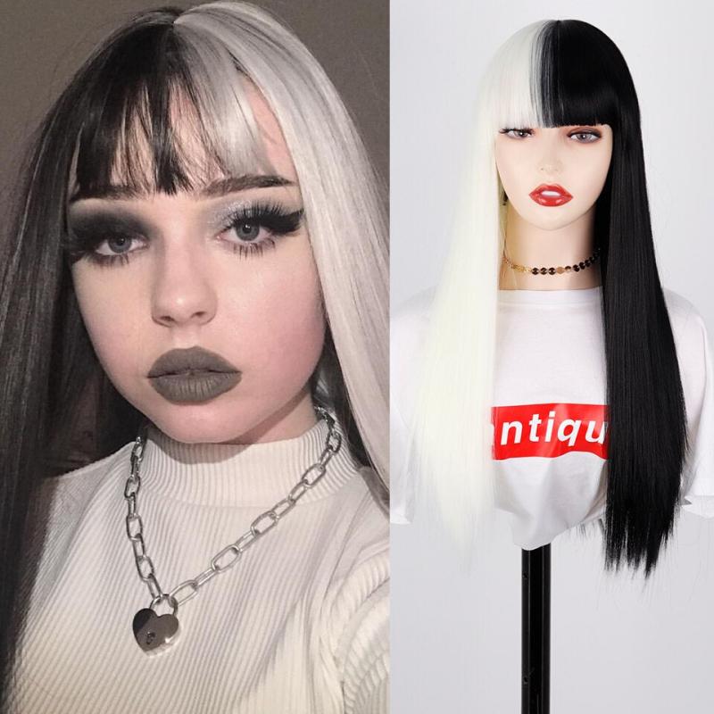 60 96 Cm Pink Straight Hair Wig w/ Bangs