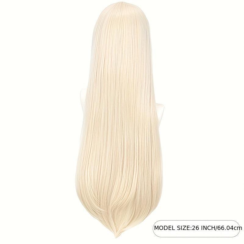 Long Straight Synthetic Wig With Bangs for Halloween Cosplay Party
