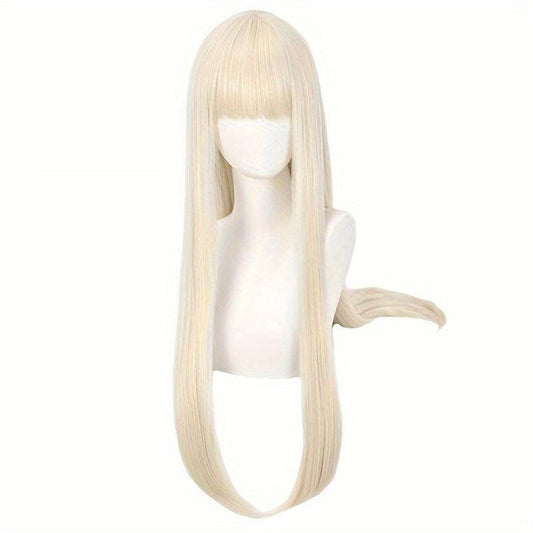 Long Straight Synthetic Wig With Bangs for Halloween Cosplay Party