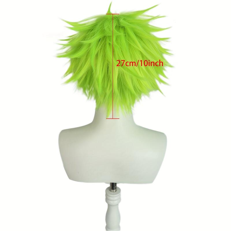 Short Lime Green Cosplay Wig Synthetic Fiber + Wig Cap