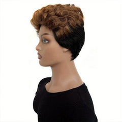 Short Curly Mixed Brown Wave Wig for Women