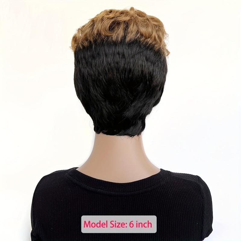 Short Curly Mixed Brown Wave Wig for Women