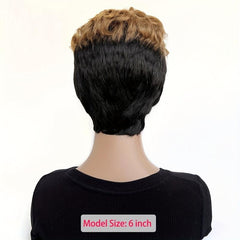 Short Curly Mixed Brown Wave Wig for Women
