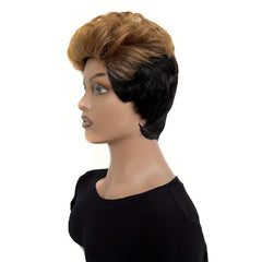 Short Curly Mixed Brown Wave Wig for Women