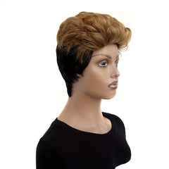 Short Curly Mixed Brown Wave Wig for Women