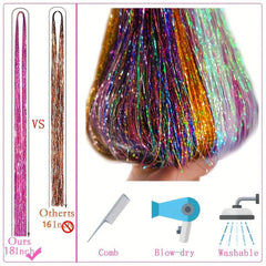 Fairy Hair Tinsel Kit with Tools 12 Colors Heat Resistant Glitter