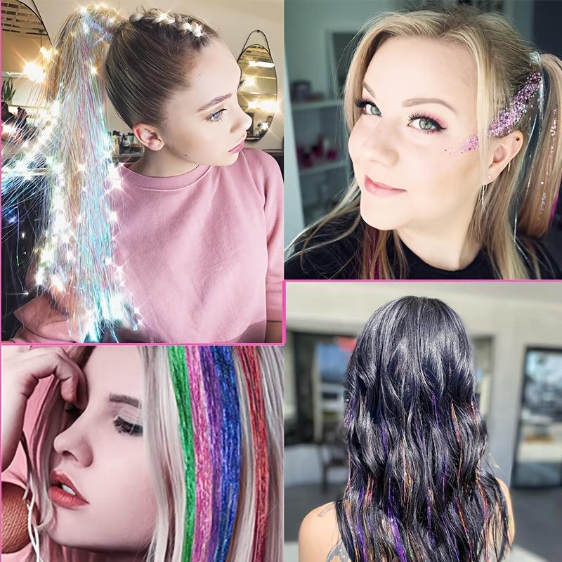 Fairy Hair Tinsel Kit with Tools 12 Colors Heat Resistant Glitter