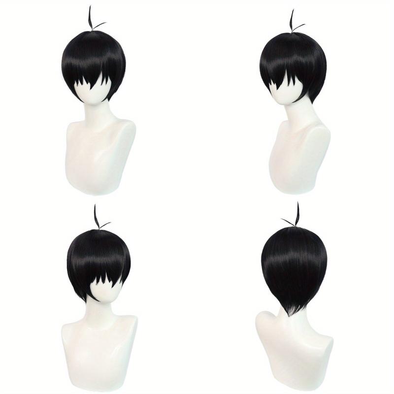 Short Navy Straight Cosplay Wig with Wig Cap